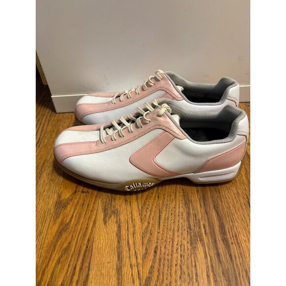 Callaway Womens Golf Shoes Size 8Pink & White Leather Lace-Up - Picture 5 of 8